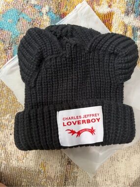 Black Knit Bear-Ear Beanie